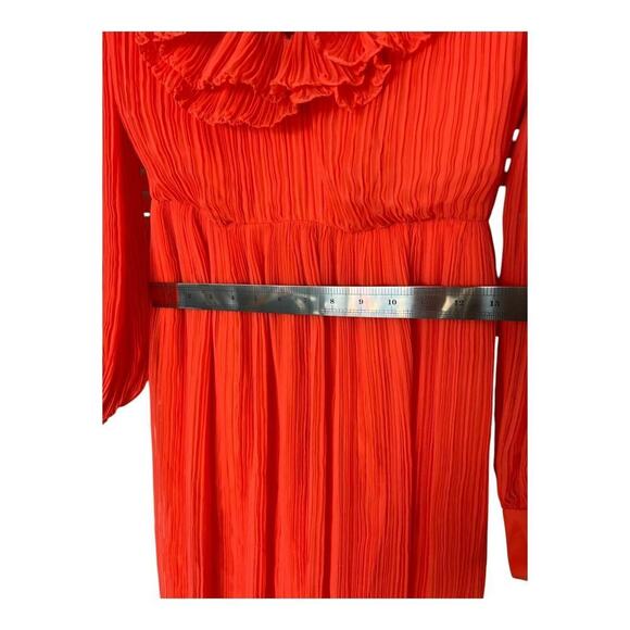 Vintage Joan Leslie By Kasper Pleated Coral Evening Gown Long Sleeve 70s Sz 2 - Picture 9 of 14